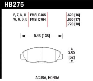Honda Civic Brake Pads - Front - Hawk Performance - HPS Performance Street Compound - `98-`00